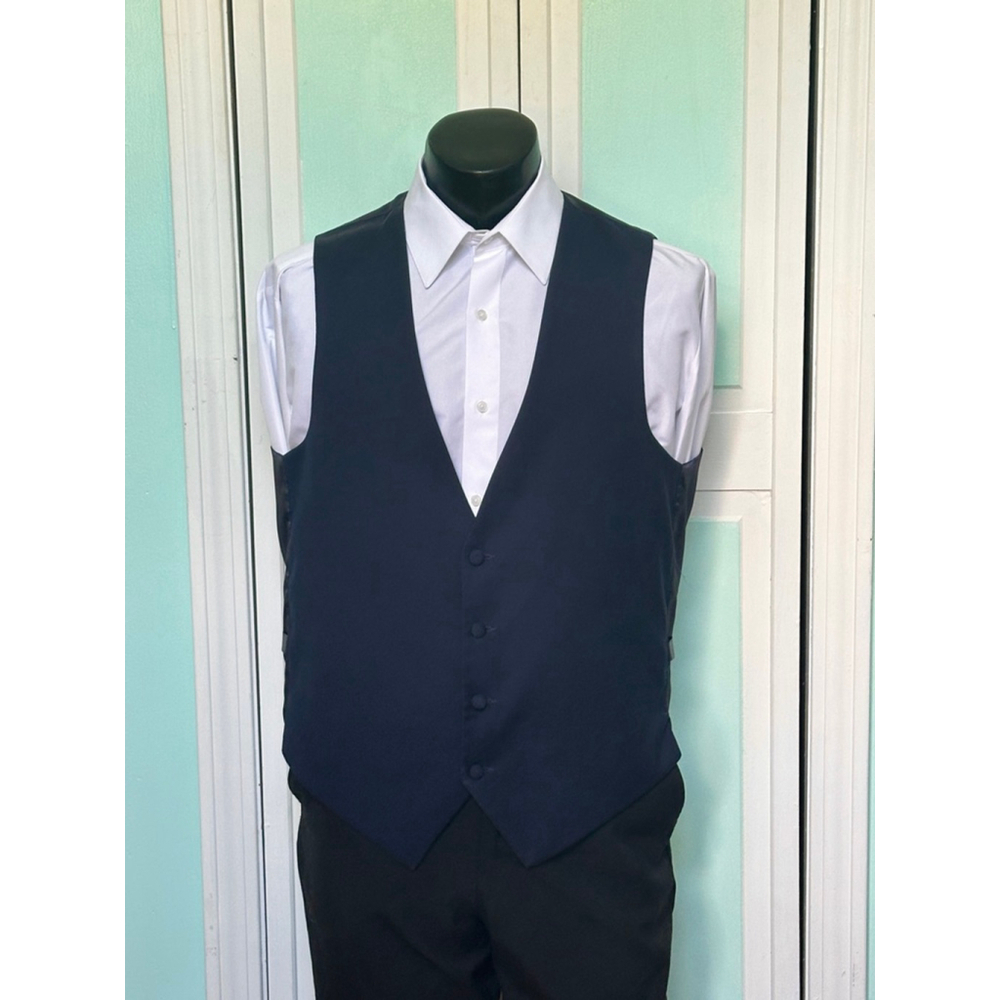 Navy Closed Back Vest Cardi International Wedding Prom Men’s Medium Tall M Long